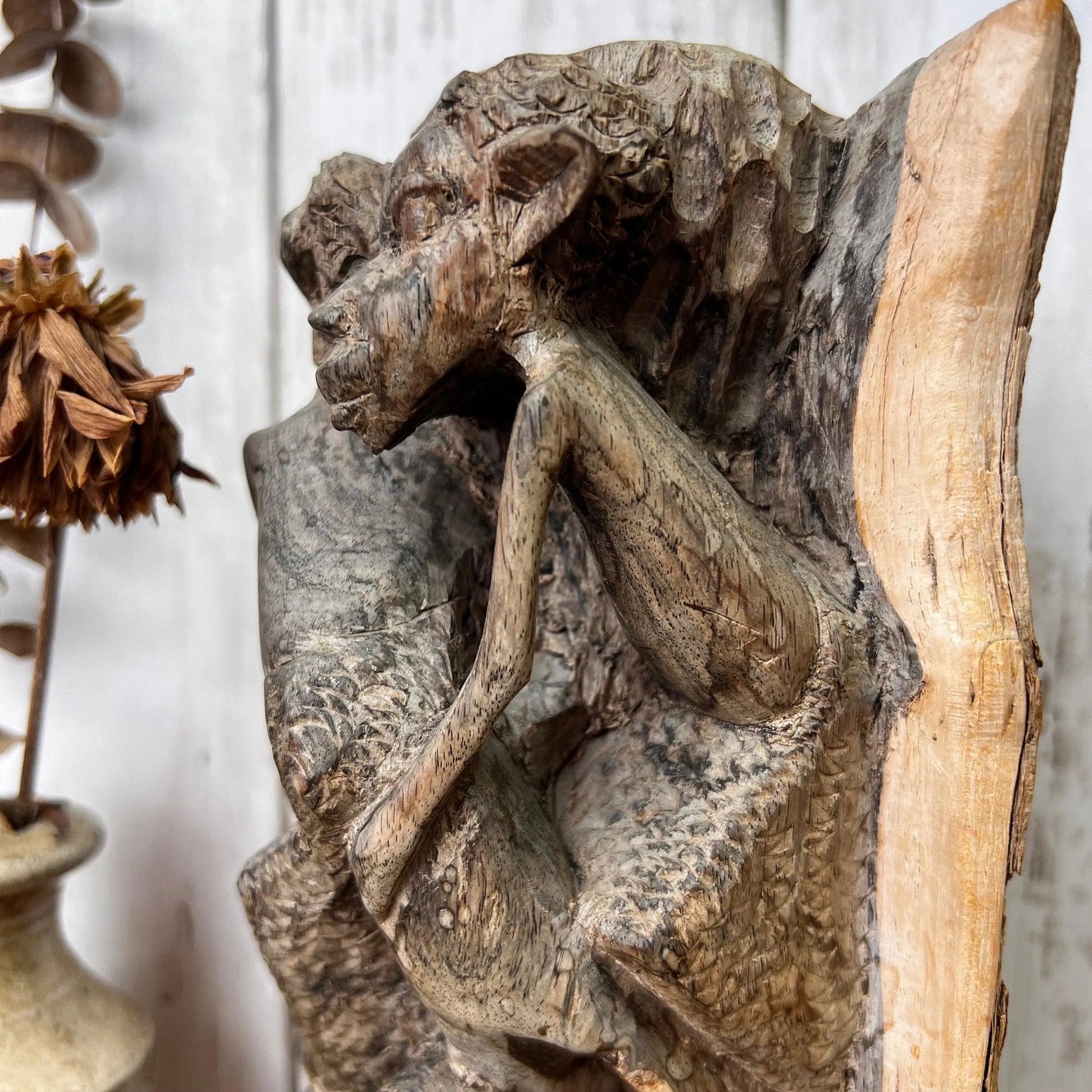 Vintage Wooden Hand Carved African Folk Art Makonde Tree of life Family Statue - The Blind Mole