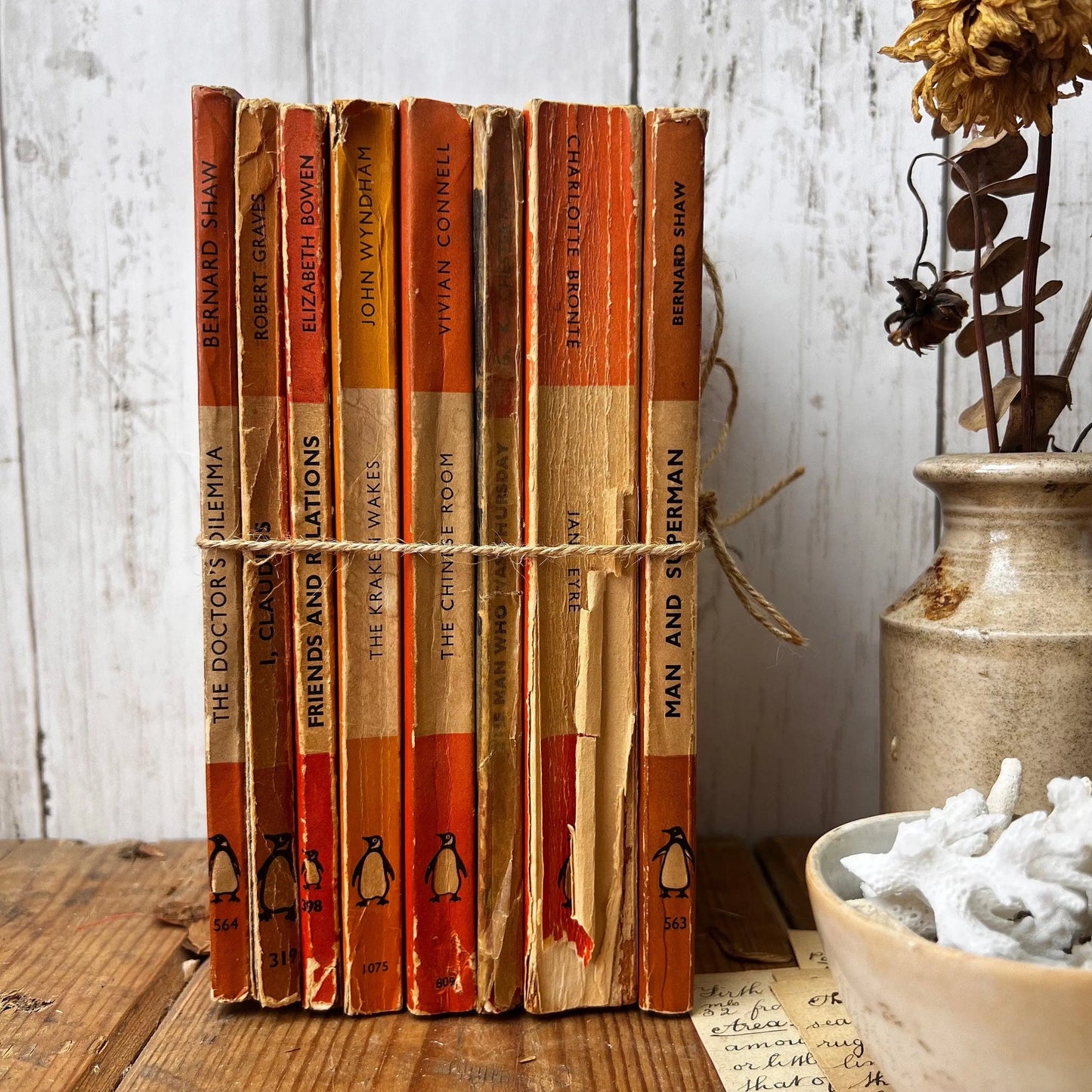 Stack of Vintage Orange Penguin books - The Blind Mole