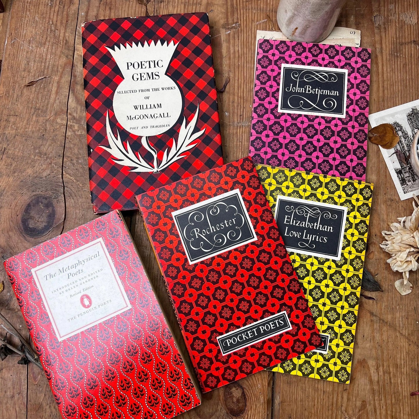 Stack of Vintage Poetry Books Interesting Covers - The Blind Mole