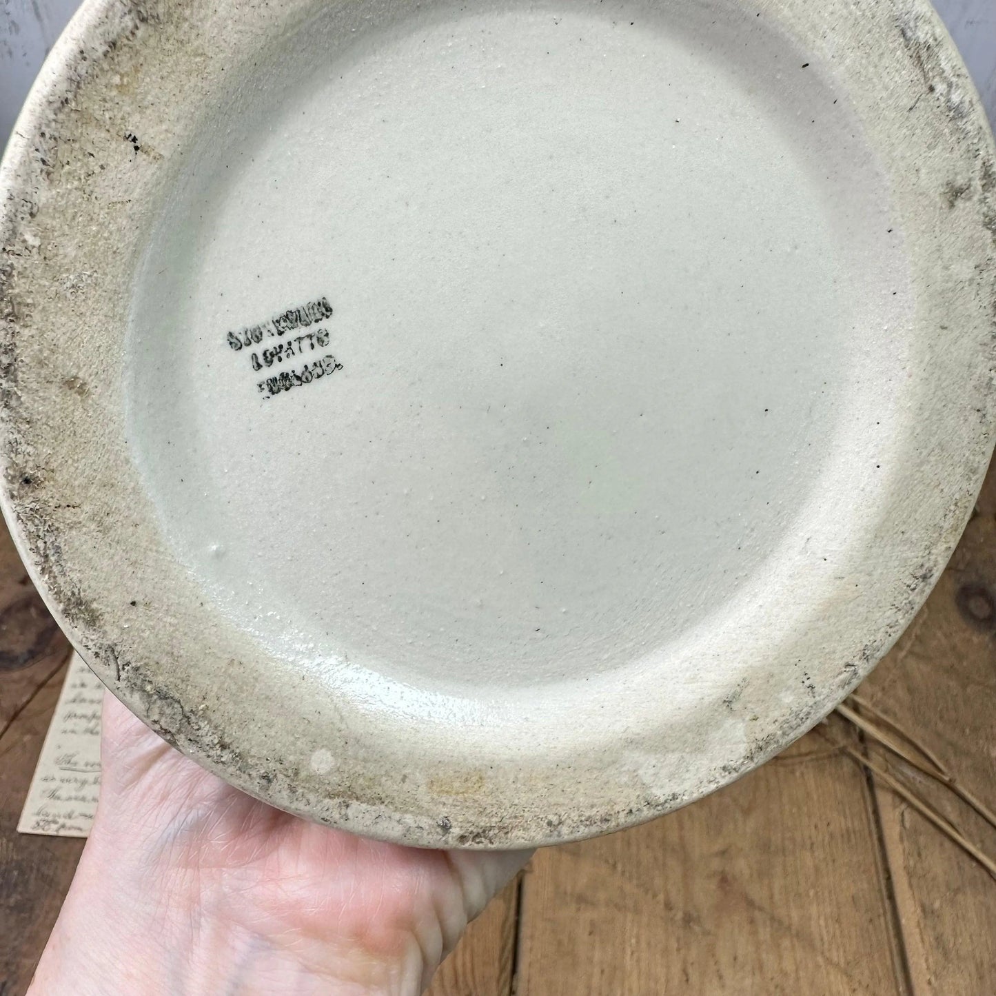 Art Deco Mint Green Dappled Ribbed Stoneware Vase - The Blind Mole