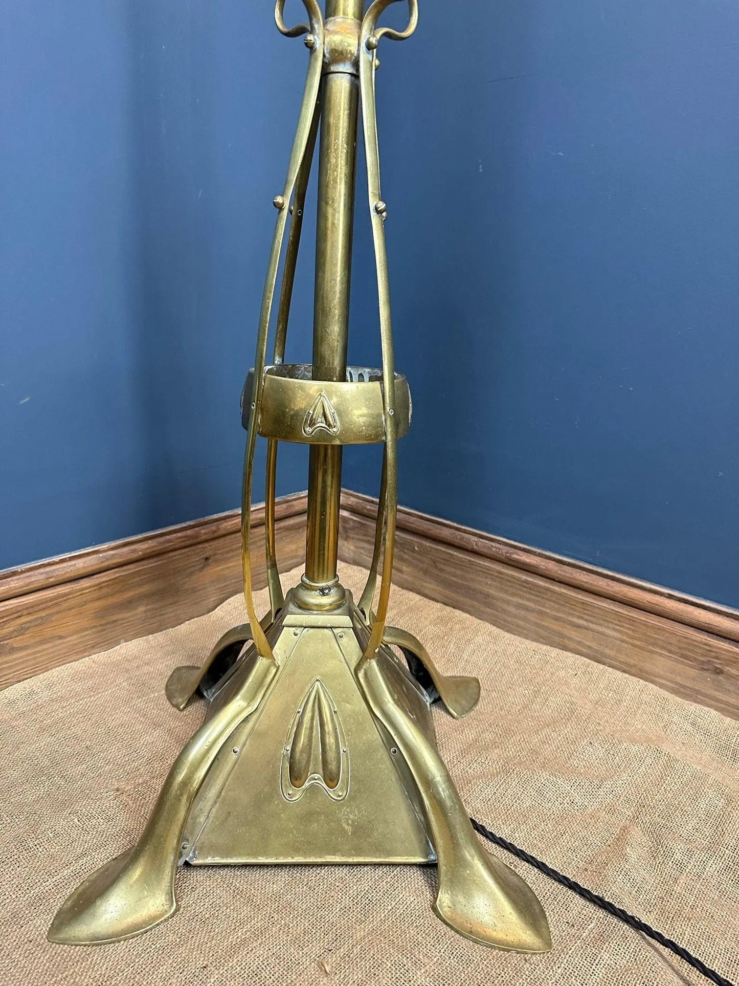 Antique Art Nouveau Brass Standard Lamp - The Blind Mole