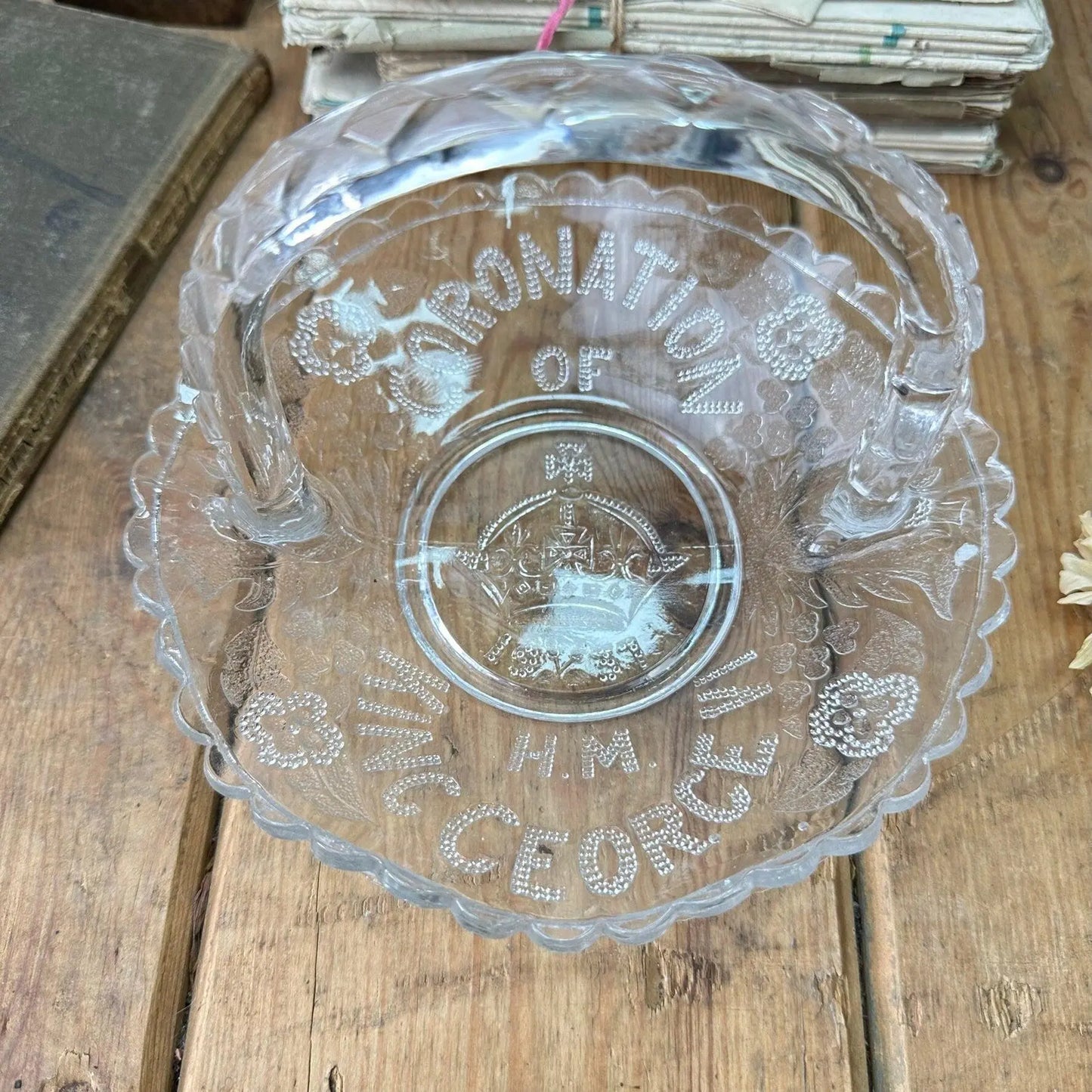 Coronation Glass Bon Bon Dish King George VI - The Blind Mole