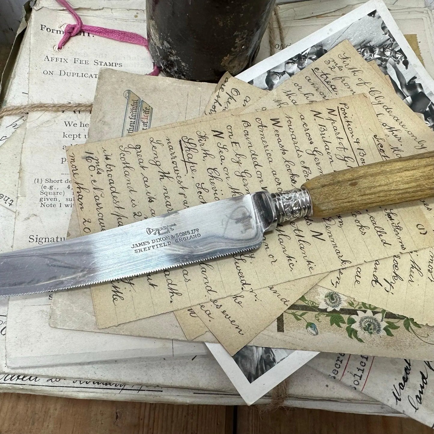 Horn Cheese Knife by James Dixon & Sons Sheffield - The Blind Mole