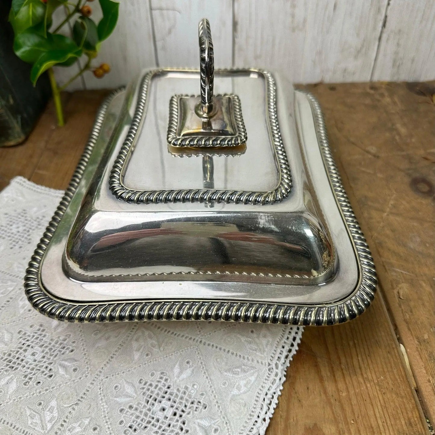 Stunning Sliver Plated Edwardian Rectangle Entrée Dish Serving Dish - The Blind Mole