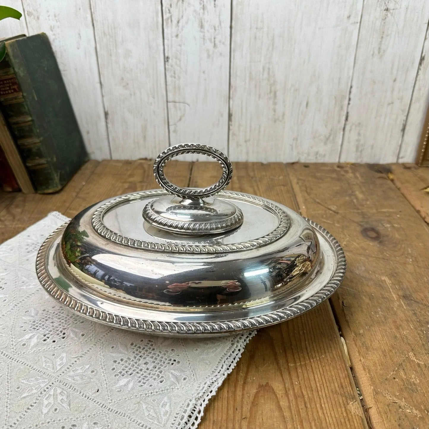 Stunning Sliver Plated Edwardian Oval Entrée Dish - The Blind Mole
