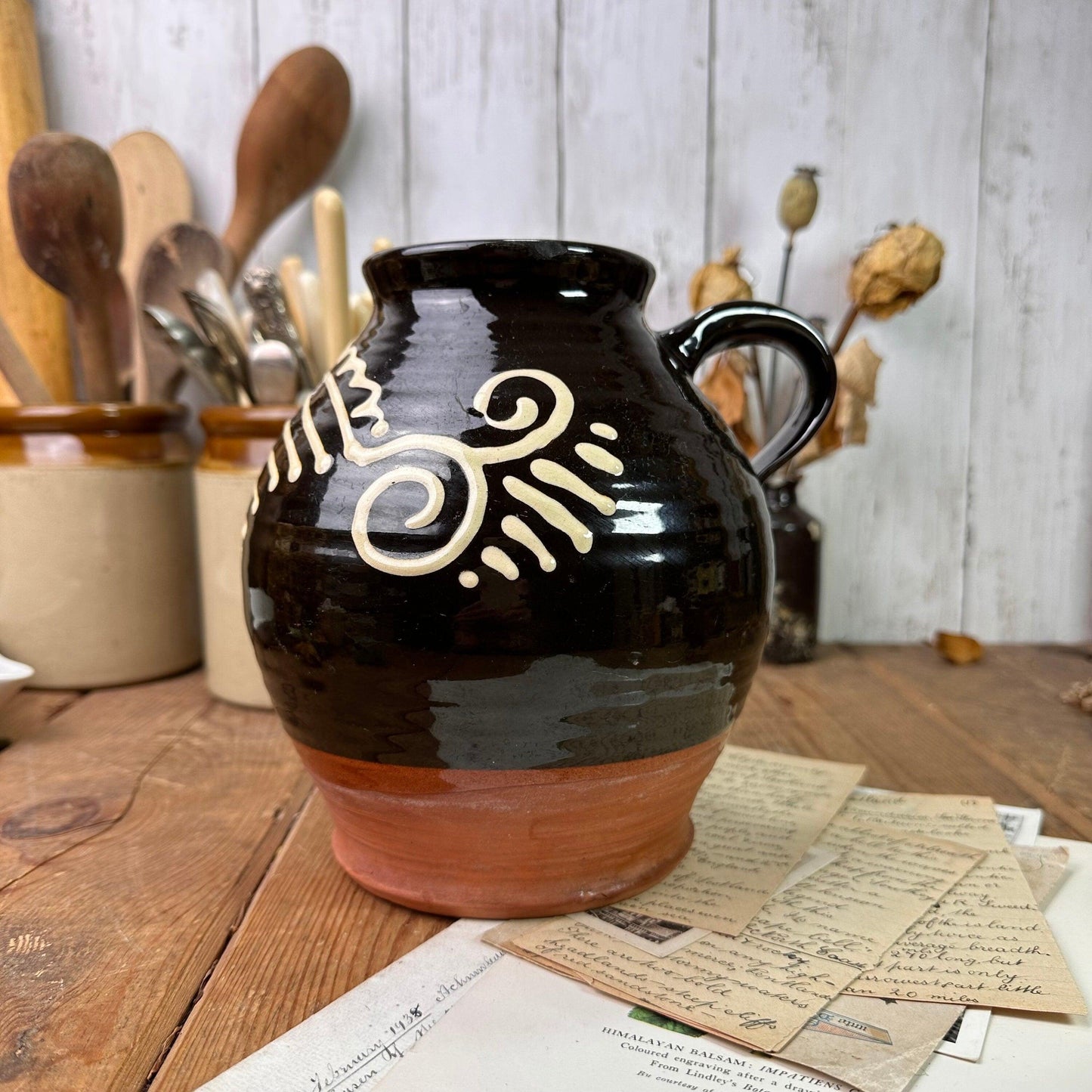 Black French Terracotta Water Jug - The Blind Mole