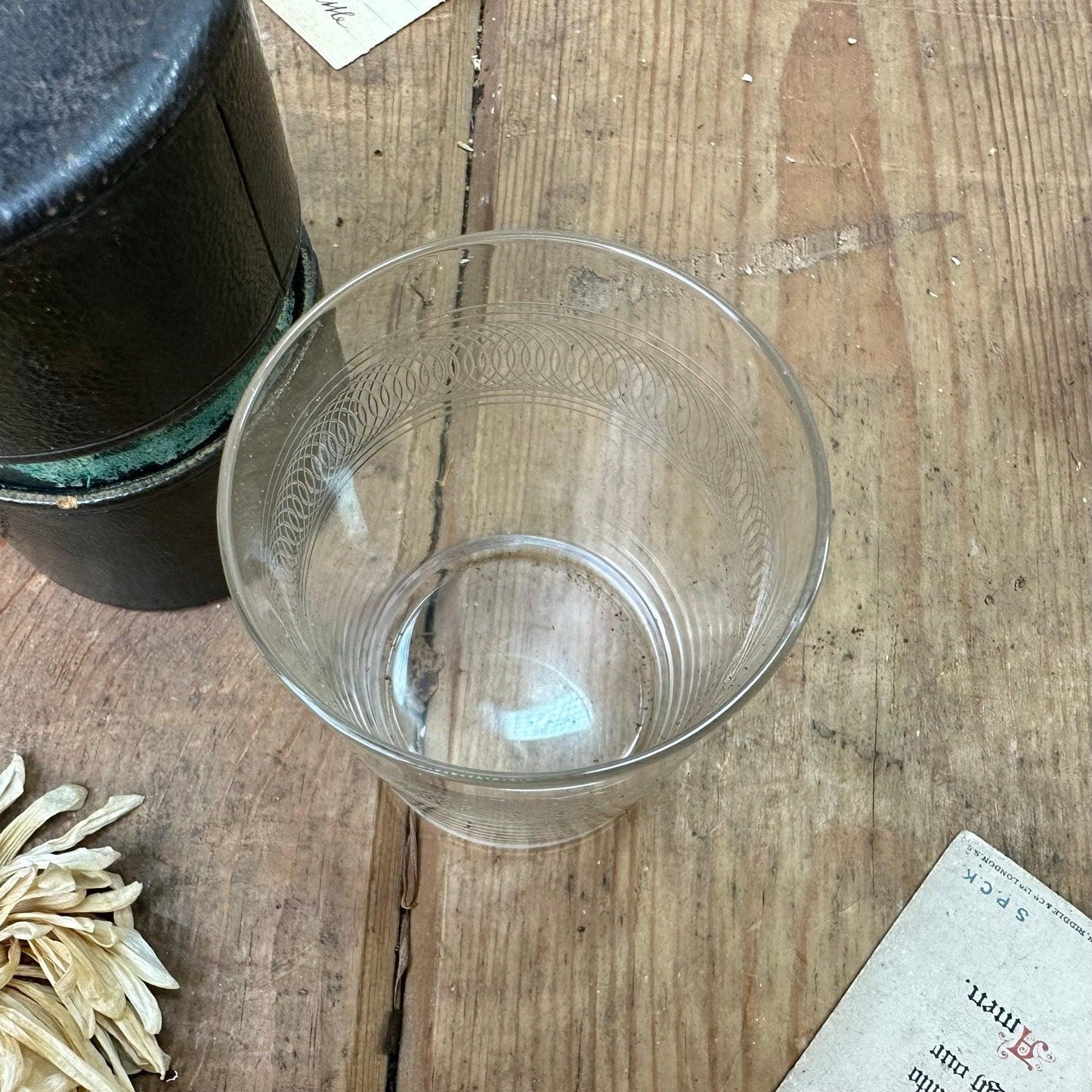 Antique Shot Glass in Leather Case, Hunting Glass, Travel Glass - The Blind Mole