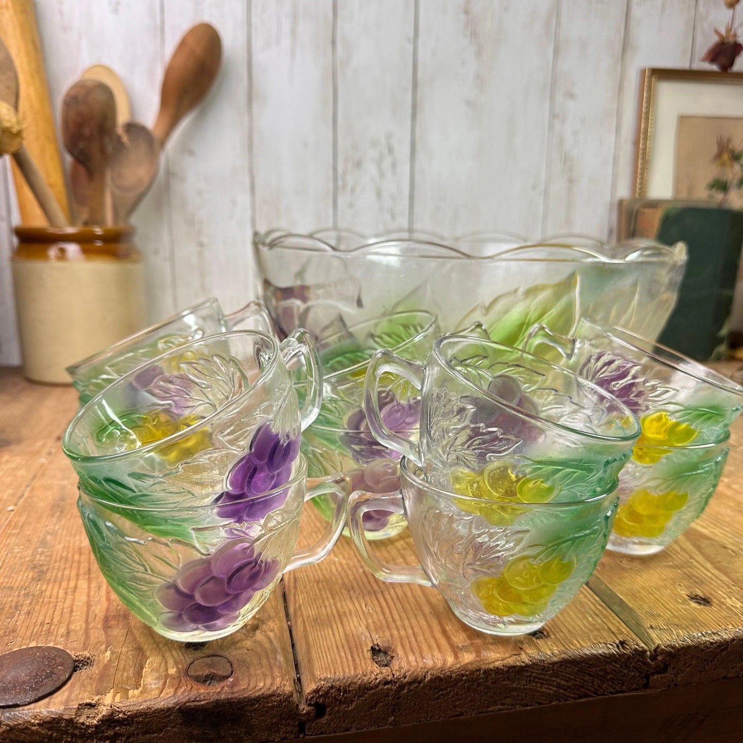 Vintage Cut Glass Punch Bowl - The Blind Mole