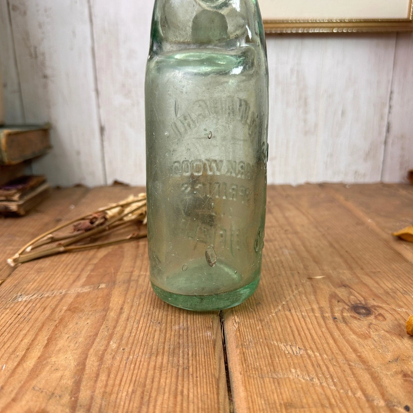 Antique codd neck bottle - GW Waugh LTD Sheffield stem vase - The Blind Mole