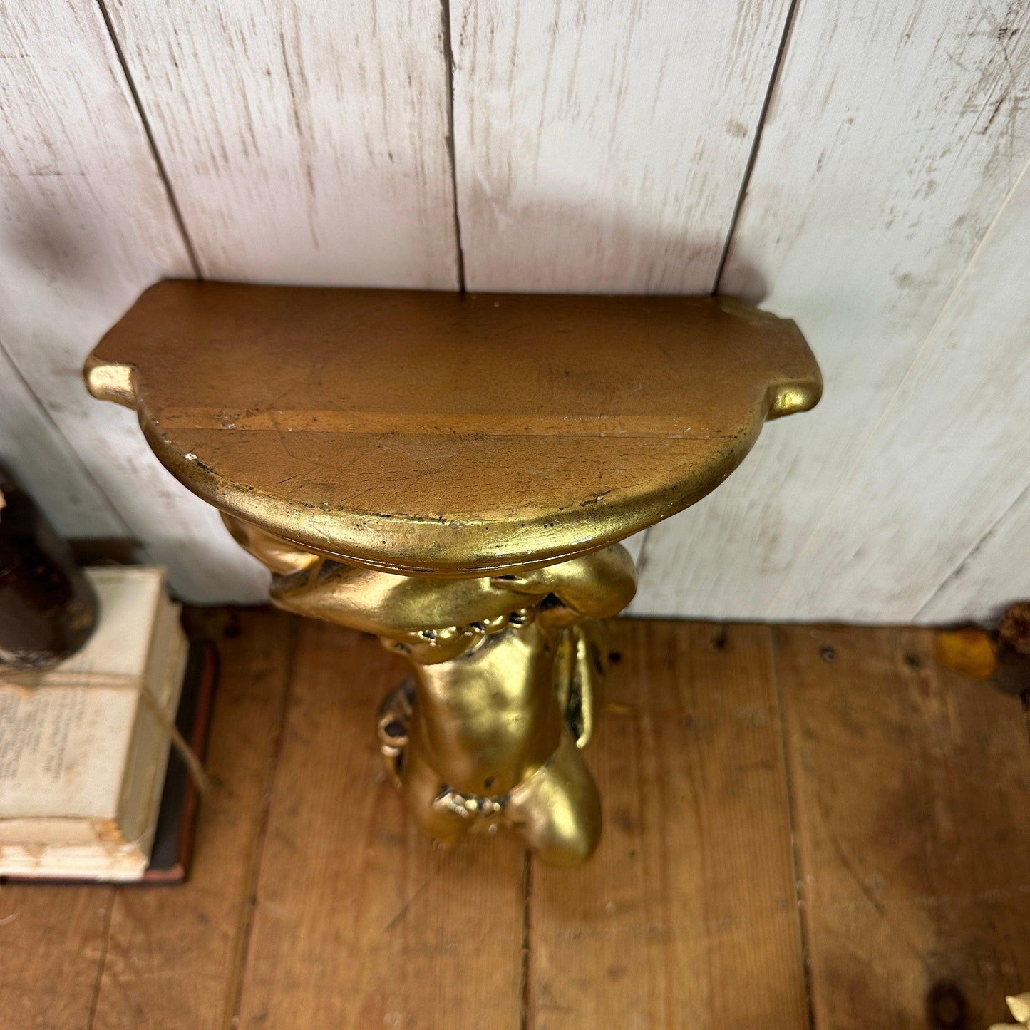 Vintage Gesso Gold Cherub Wall Sconce - The Blind Mole