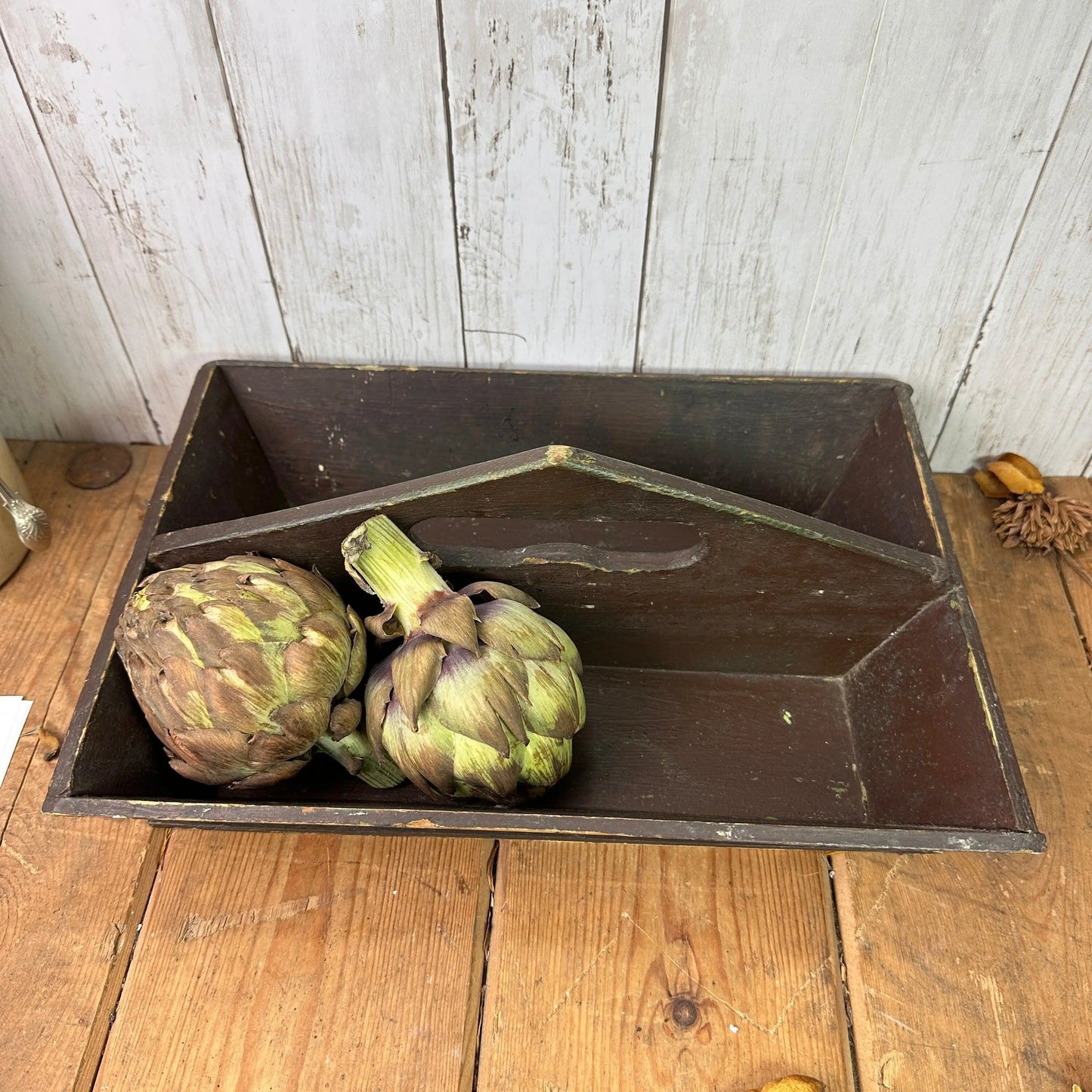 Rustic Wooden Divided Trug, Caddy Cutlery Tray - The Blind Mole