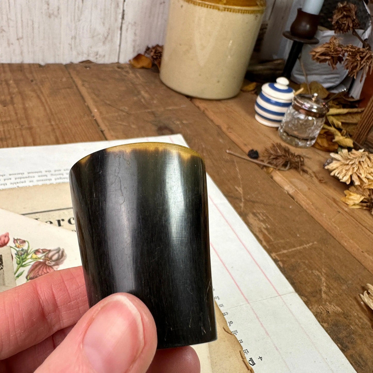 Vintage Carved Dice Shaker Cup - The Blind Mole