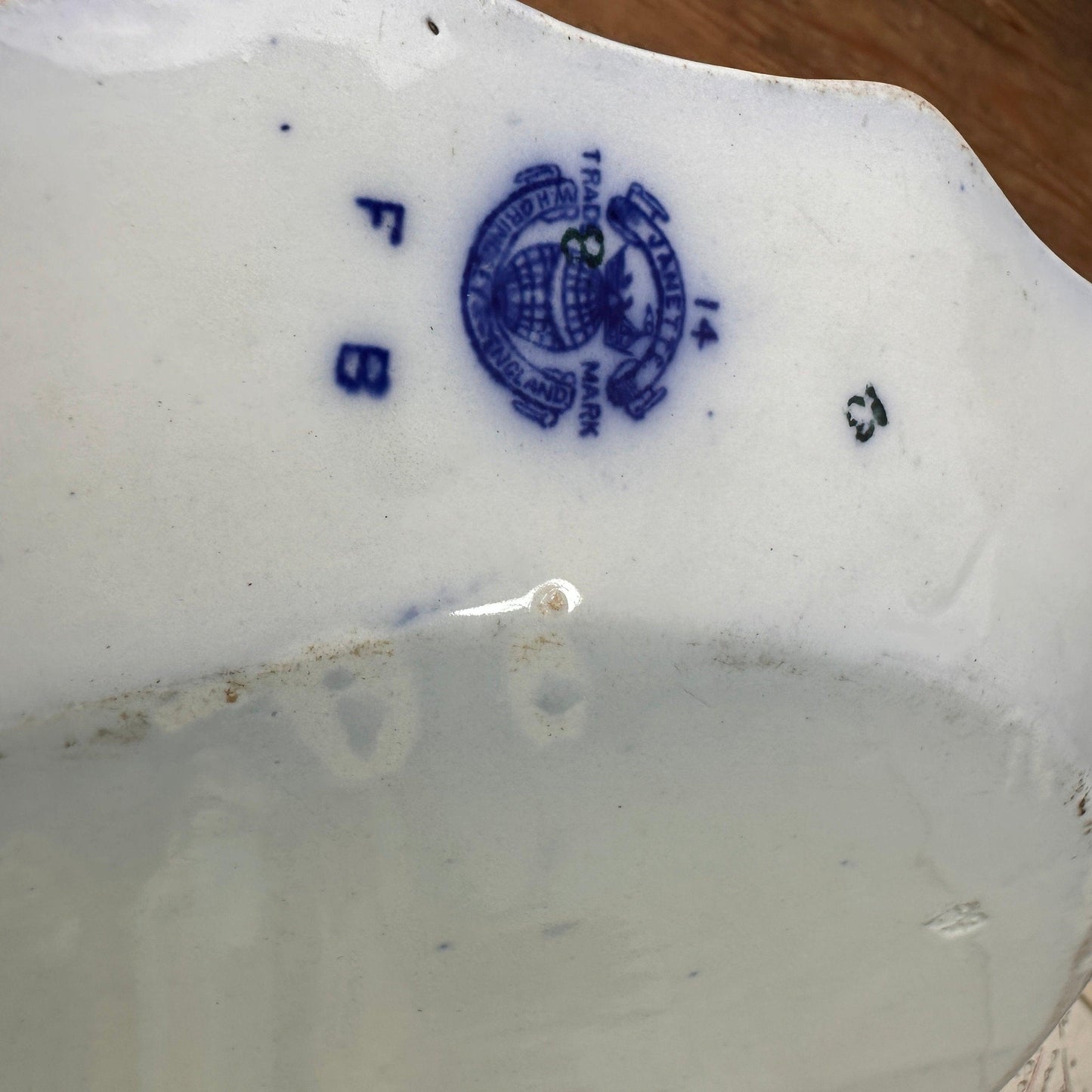 Antique Early Victorian Flow Blue Serving Platter Plate - The Blind Mole