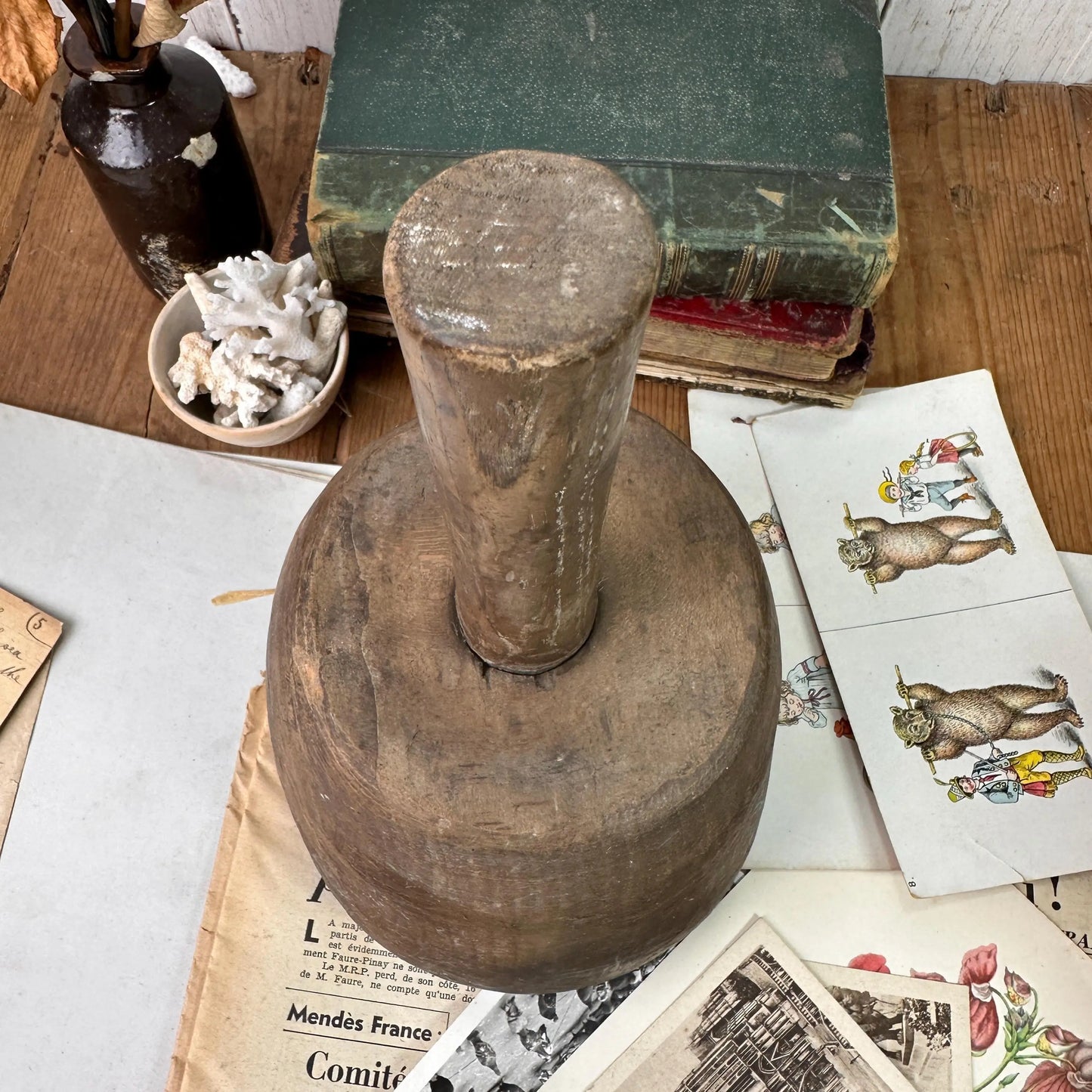 Antique Stonemason's Hardwood Mallet, Doorstop - The Blind Mole