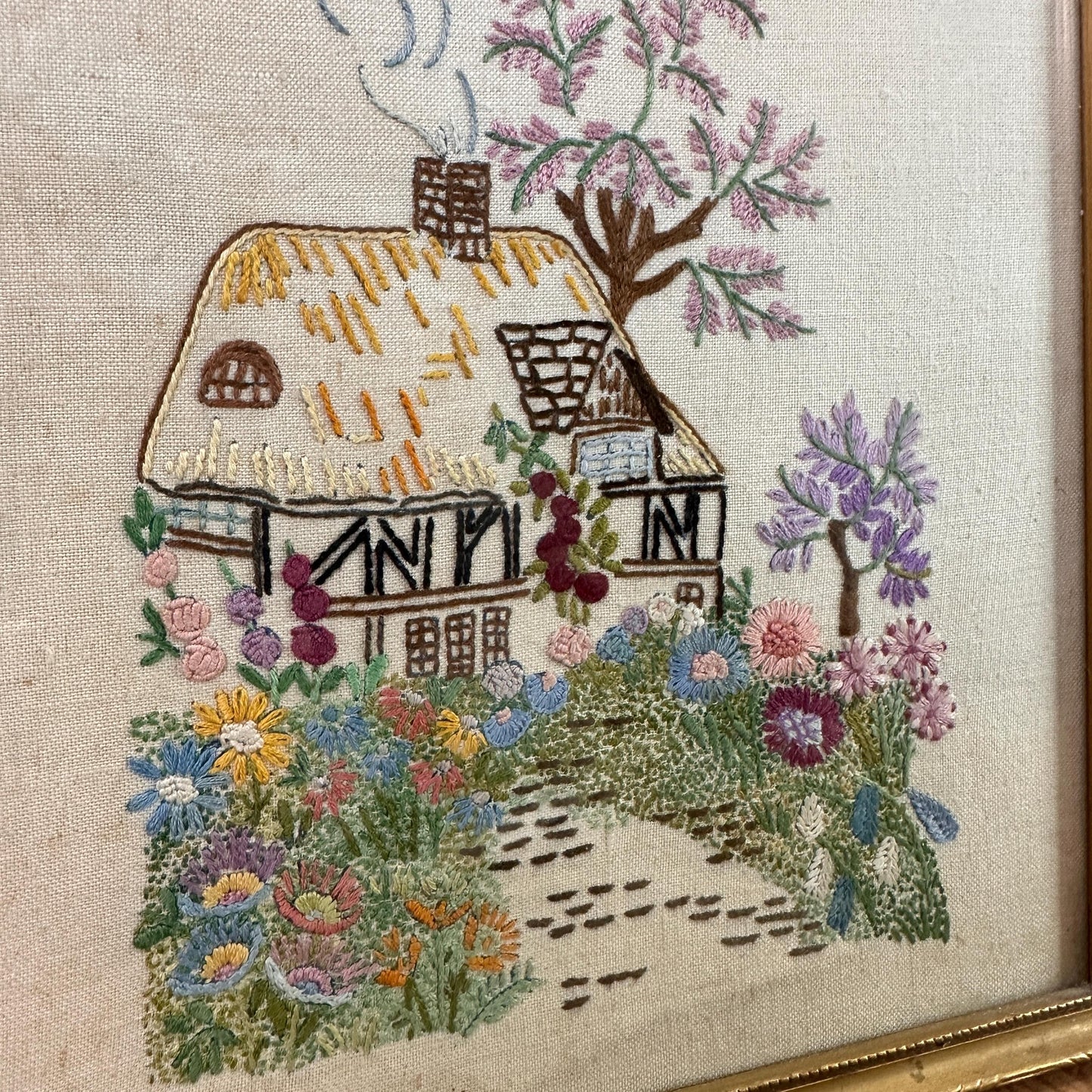 Framed Sampler Tapestry Wall Hanging Religious Thanks to God Embroidery - The Blind Mole