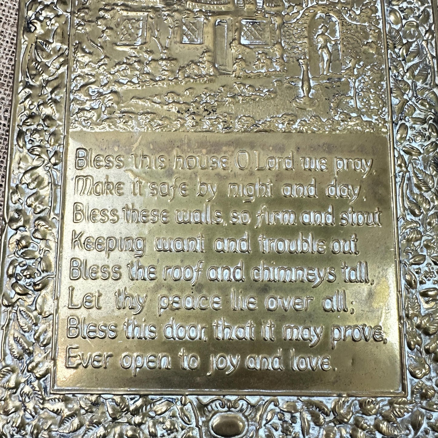 Brass Embossed Bless This House, Hanging Picture, Wall Art - The Blind Mole