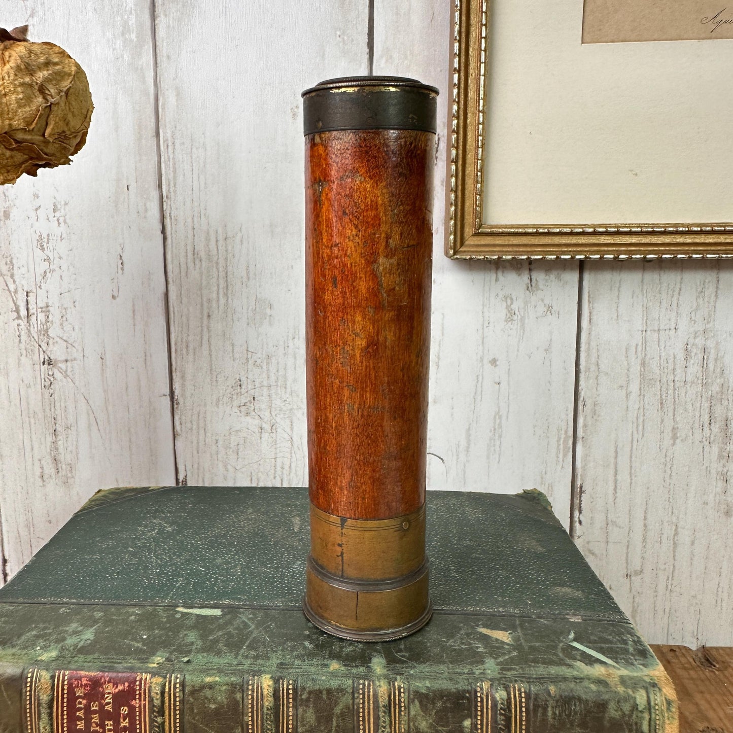 Antique Brass & Mahogany Three Draw Telescope* - The Blind Mole