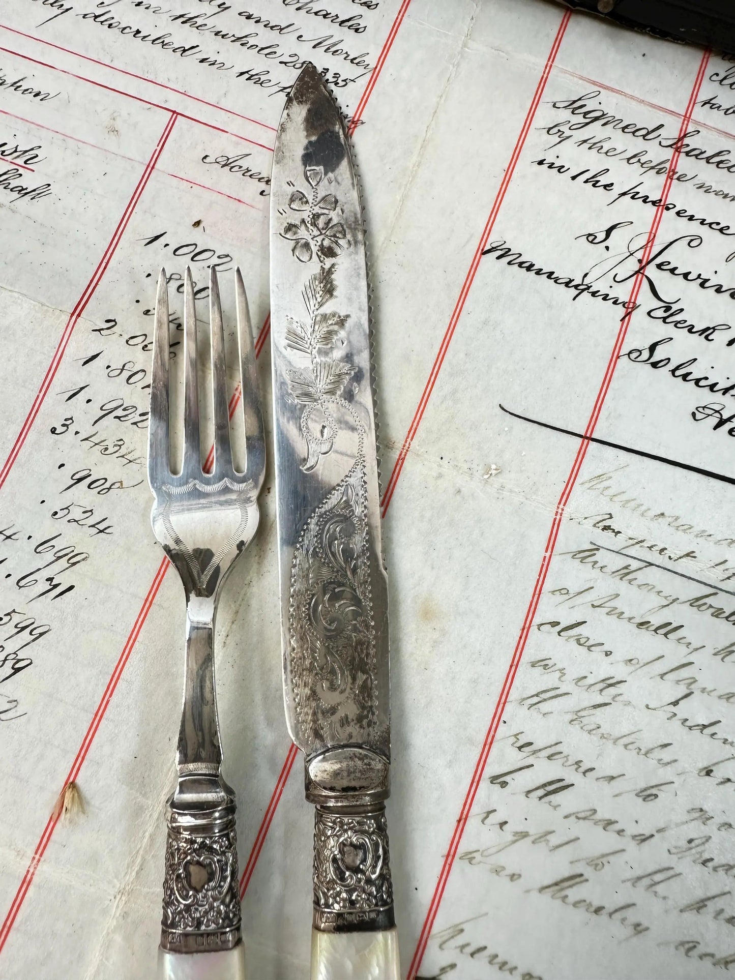 Boxed Ornate Pair of Servers Serving Set Knife & Fork - The Blind Mole