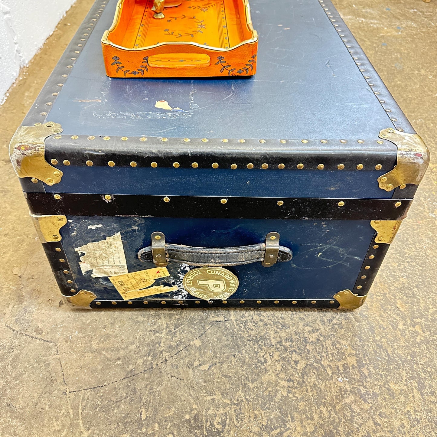 Blue Travelling Trunk London Mossman Coffee Table TV Stand - The Blind Mole