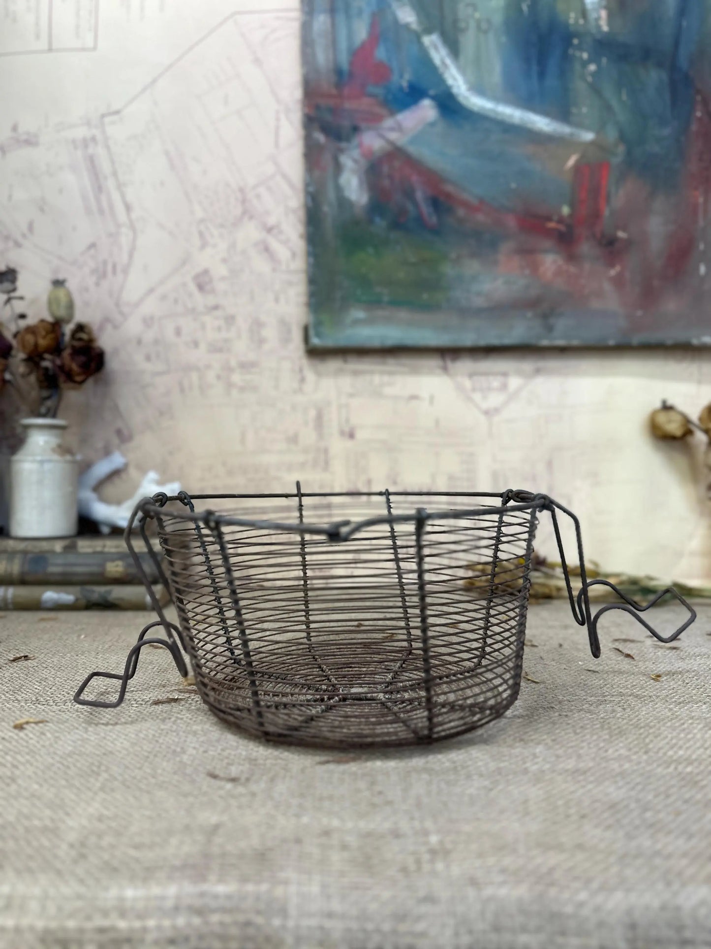Vintage French Metal Egg Wire Basket - The Blind Mole
