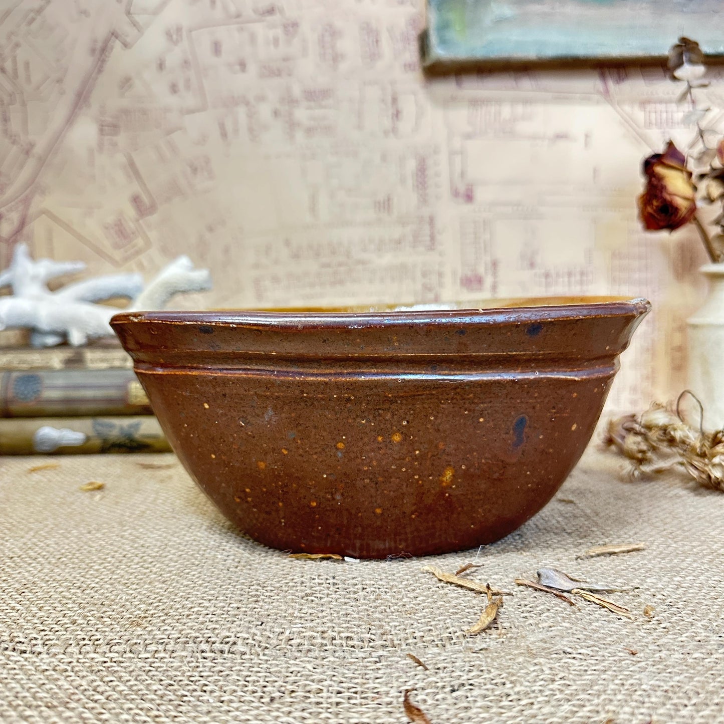 Brown Earthenware Victorian Jelly Pudding Mould - The Blind Mole