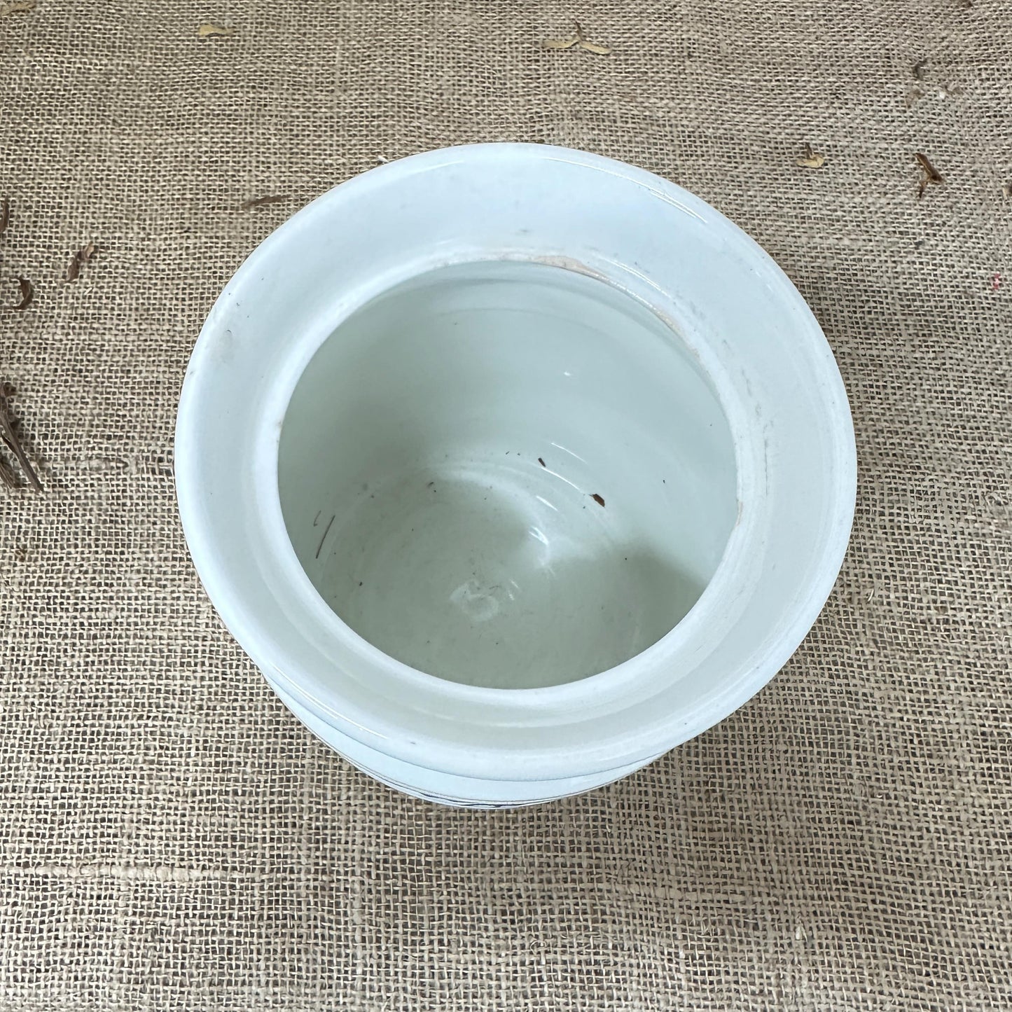 Antique Ironstone White Storage Pot Sago Storage Canister, Utensils Pot - The Blind Mole