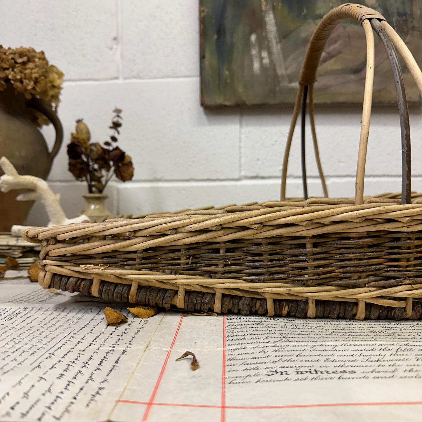 Huge Vintage Wicker Basket Garden Trug - The Blind Mole