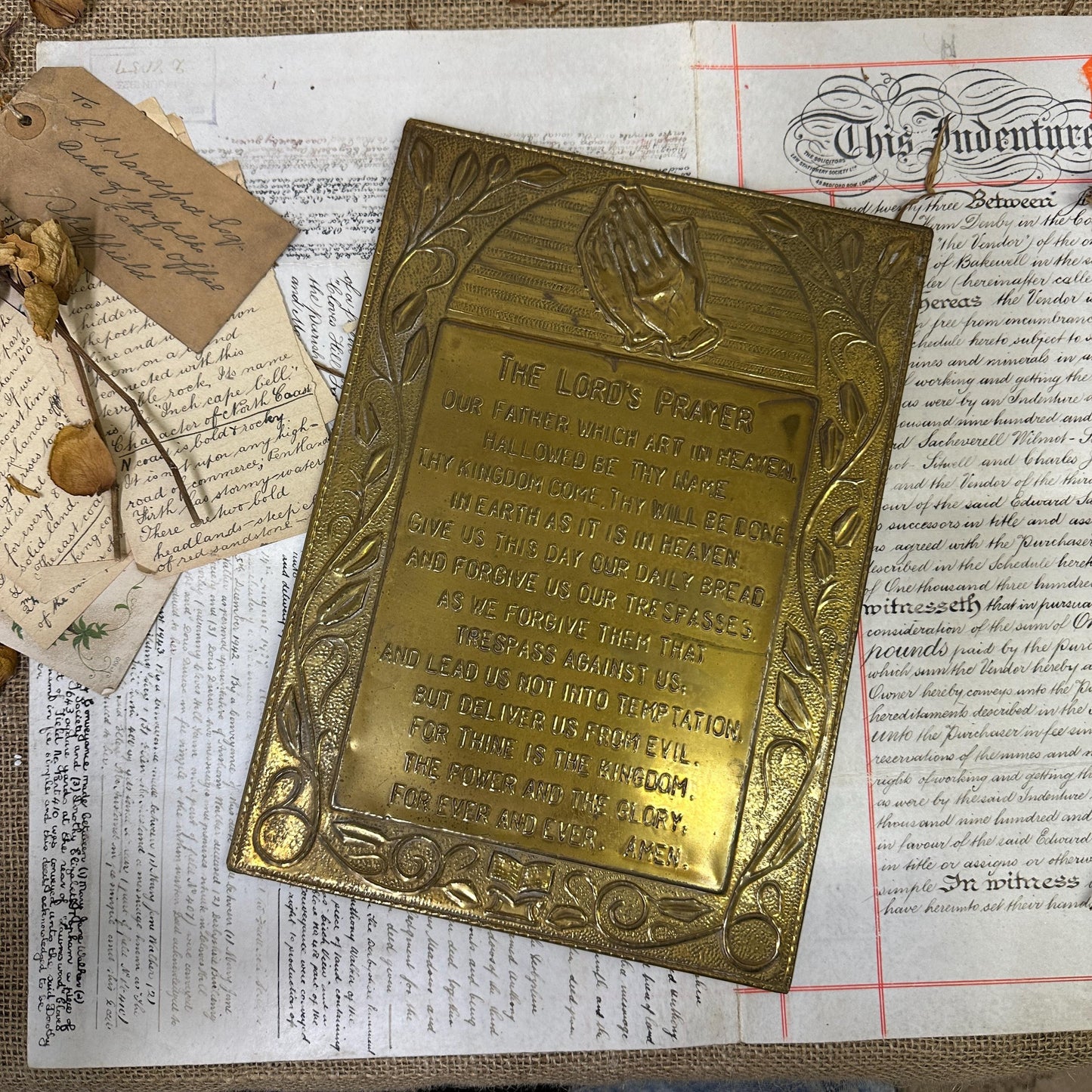 Brass Embossed The Lords Prayer, Hanging Picture - The Blind Mole