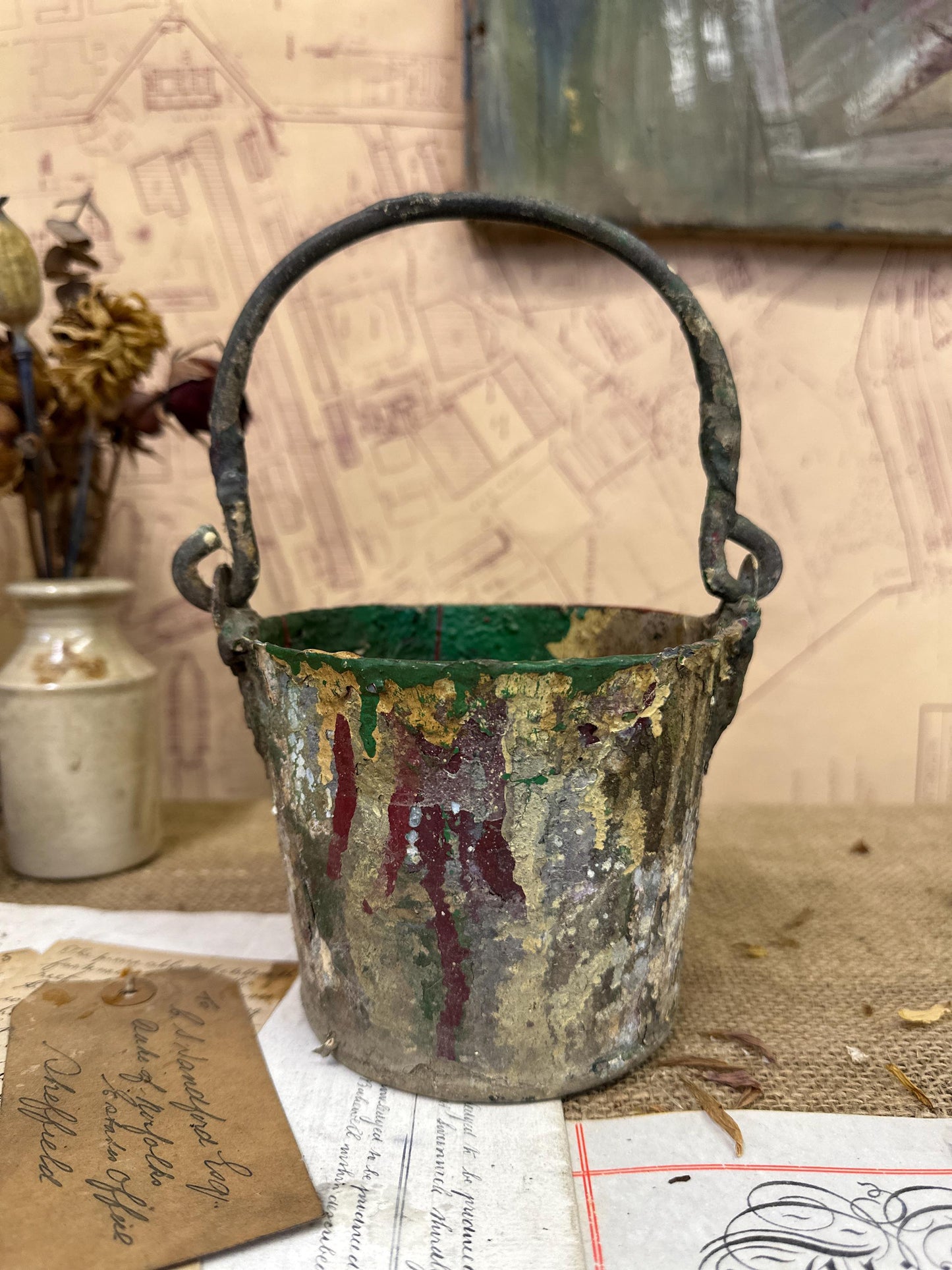 Vintage Paint Kettle Pot, Planter Storage Pot, Paint Pot - The Blind Mole