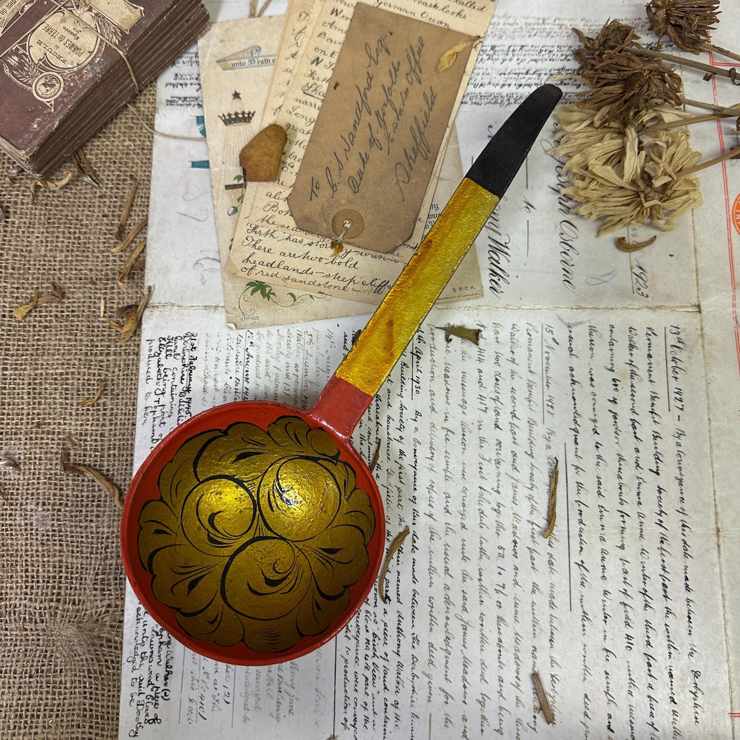 Large Painted Russian Khokhloma Spoon Folk Art Ladle - The Blind Mole