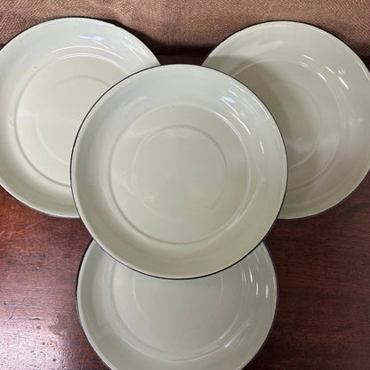 Four Enamel Plates Green & Black 25cm The Blind Mole