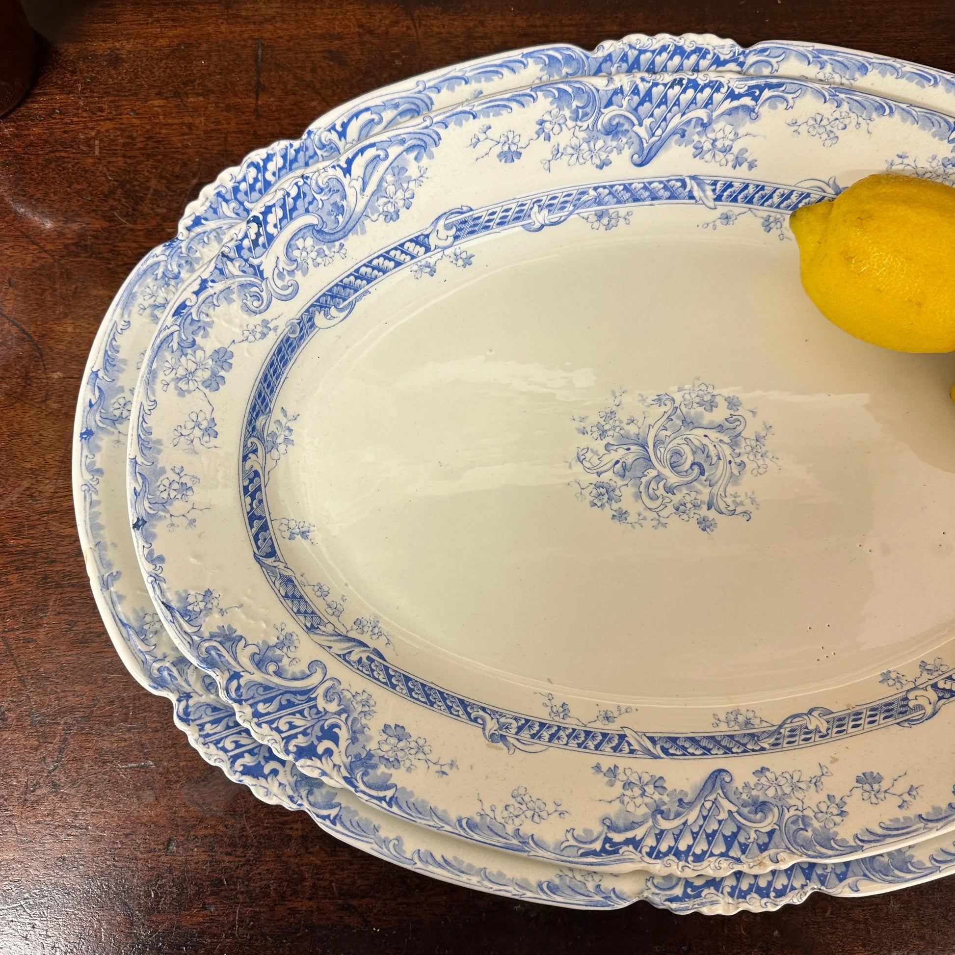 Pair of Victorian Serving Meat Platters Transferware The Blind Mole