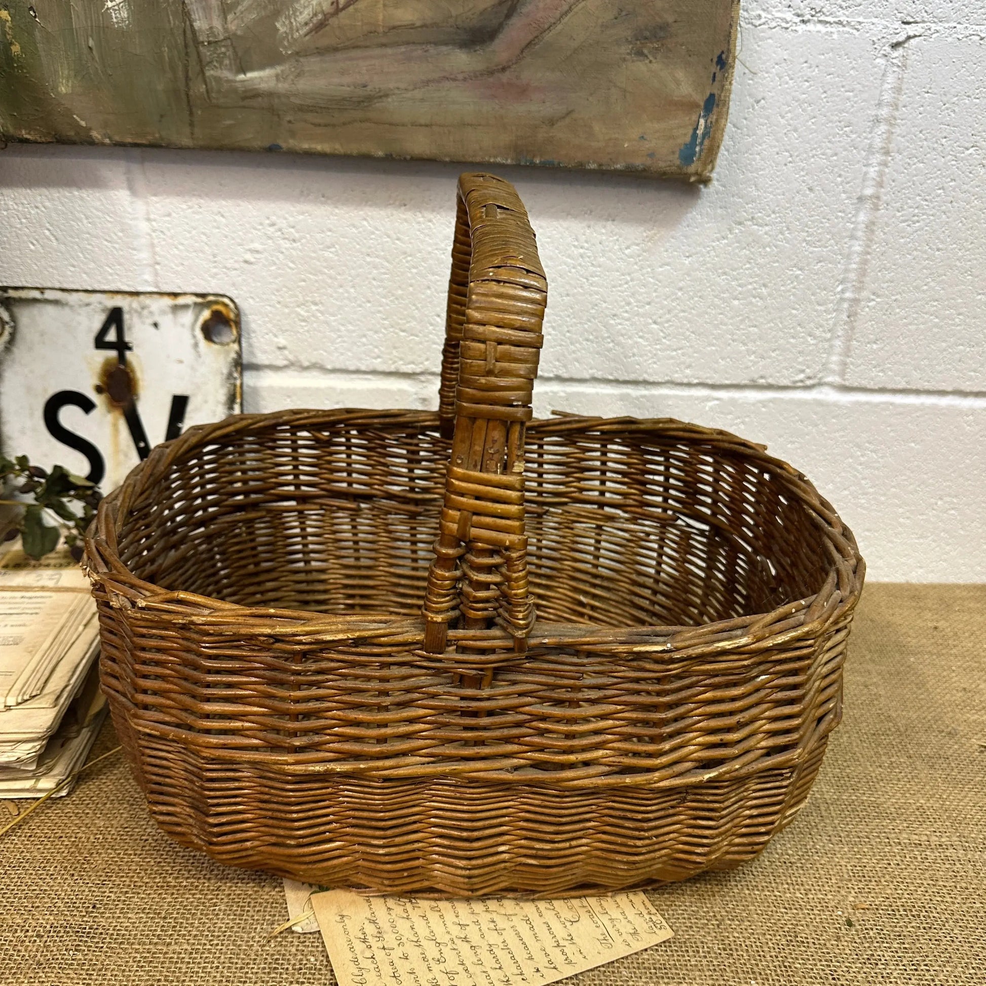 Vintage Oblong Wicker Basket - The Blind Mole