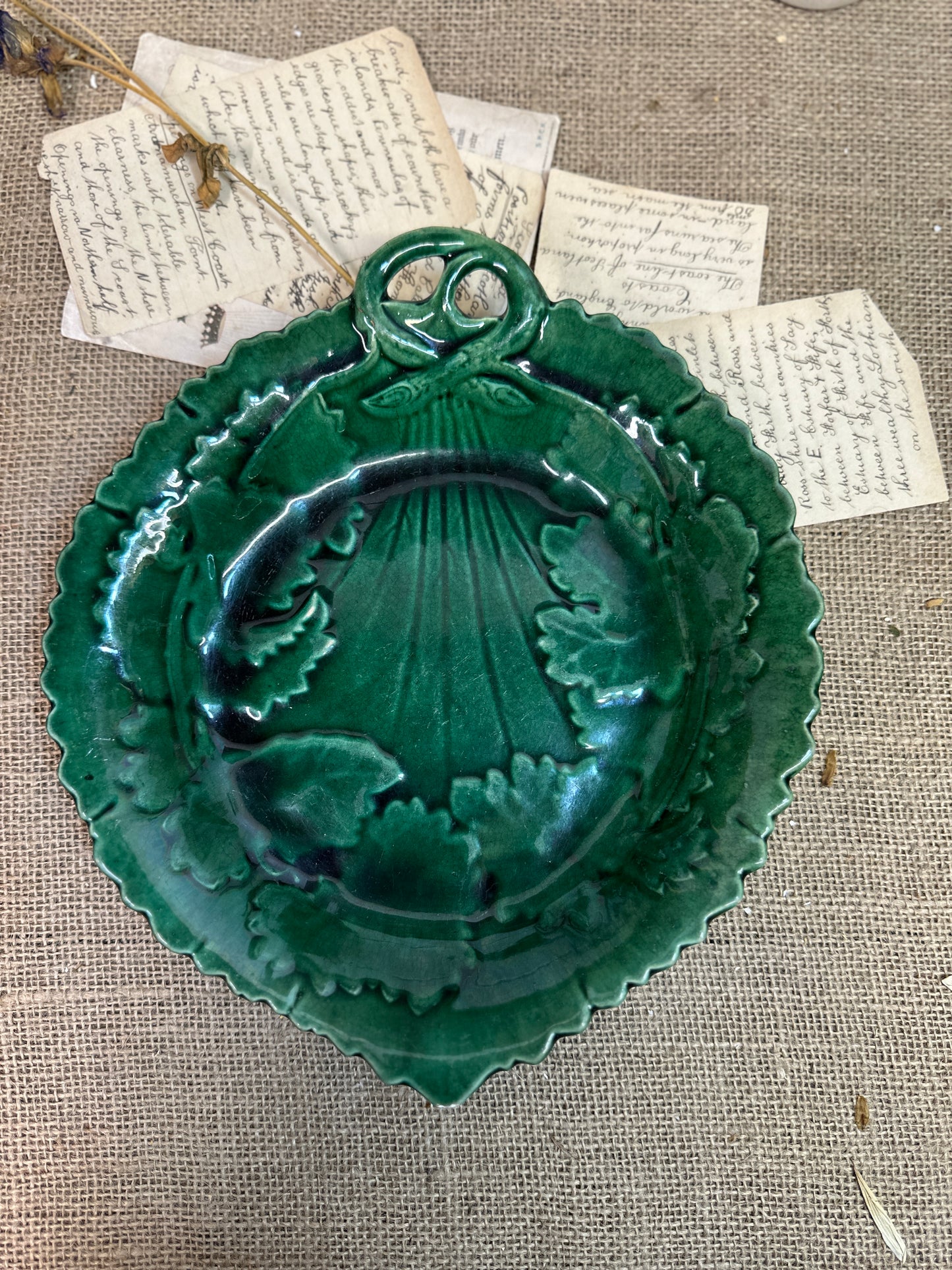 Victorian Cabbage Ware Majolica Plate