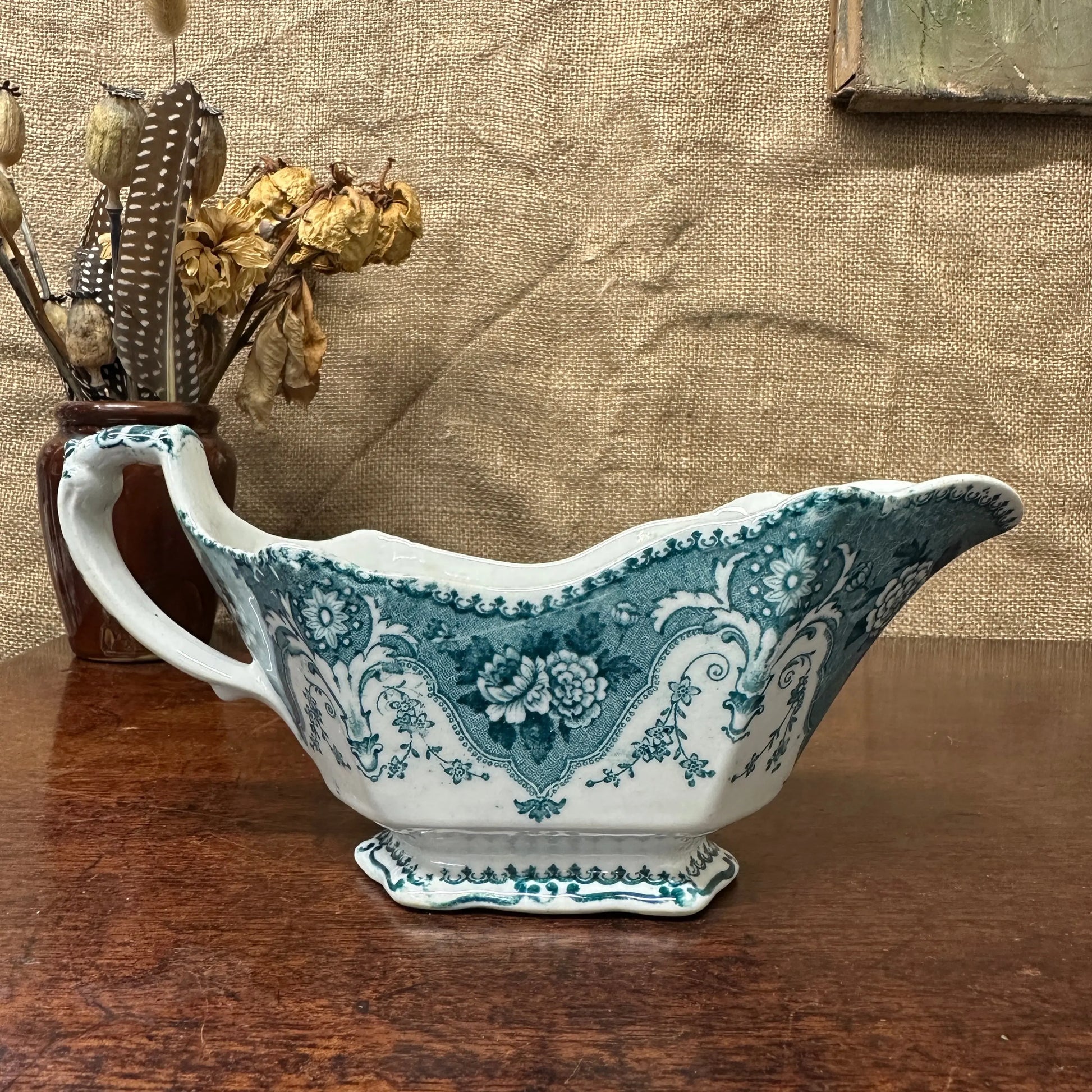 Early Victorian Blue Milk Jug F & Sons Burslem The Blind Mole