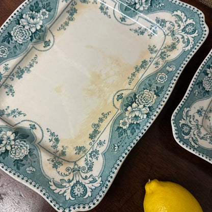 Early Victorian Blue Platters Pair The Blind Mole