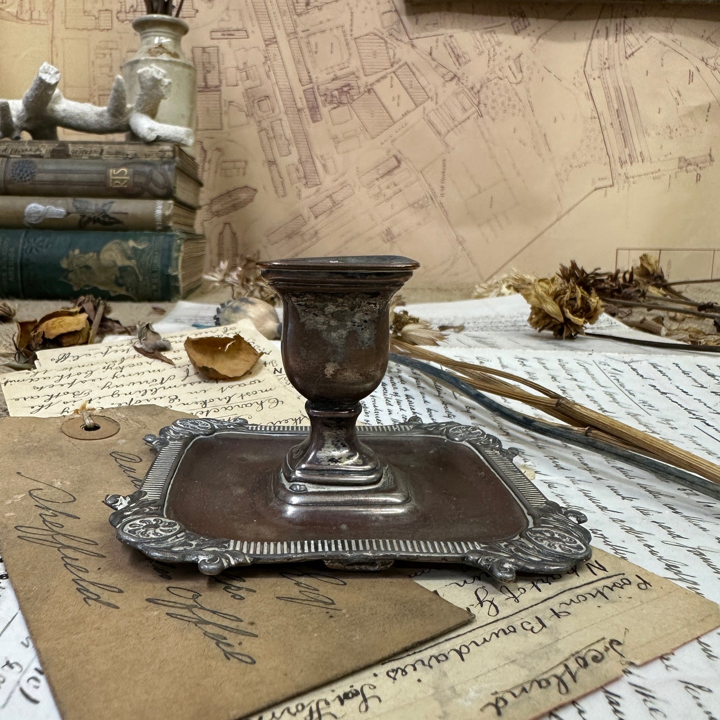 Square Antique Copper Candlestick