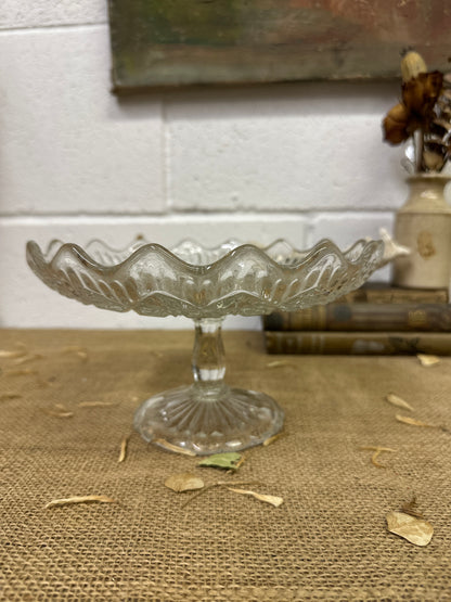 Vintage Pressed Glass Cake Stand - The Blind Mole