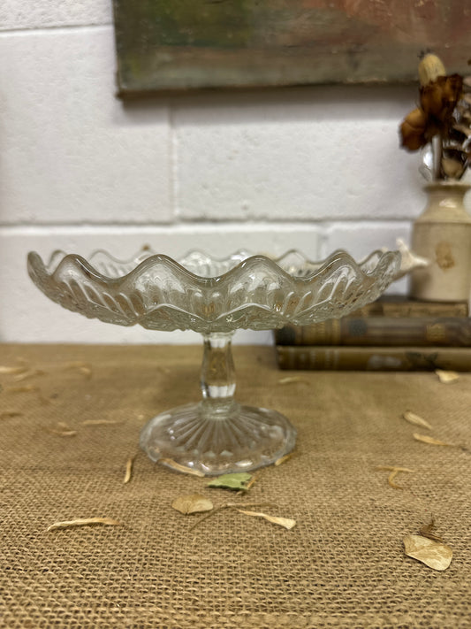 Vintage Pressed Glass Cake Stand - The Blind Mole