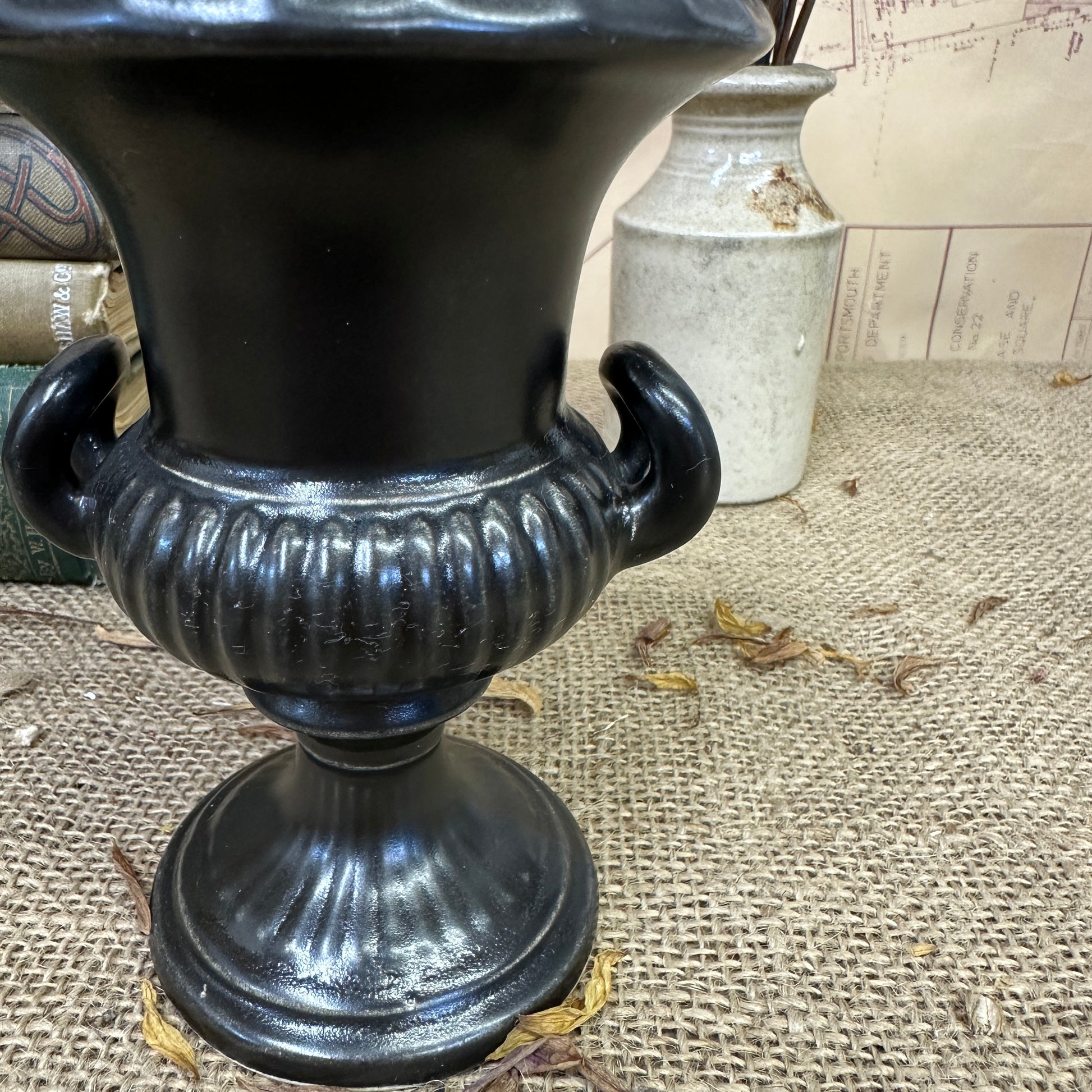 Black Ravenstone Urn Vase