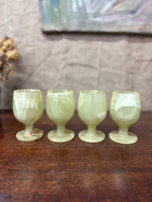 Four Onyx Marble Cordials Glasses The Blind Mole