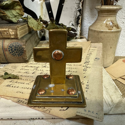 Small Brass Standing Crucifix - The Blind Mole