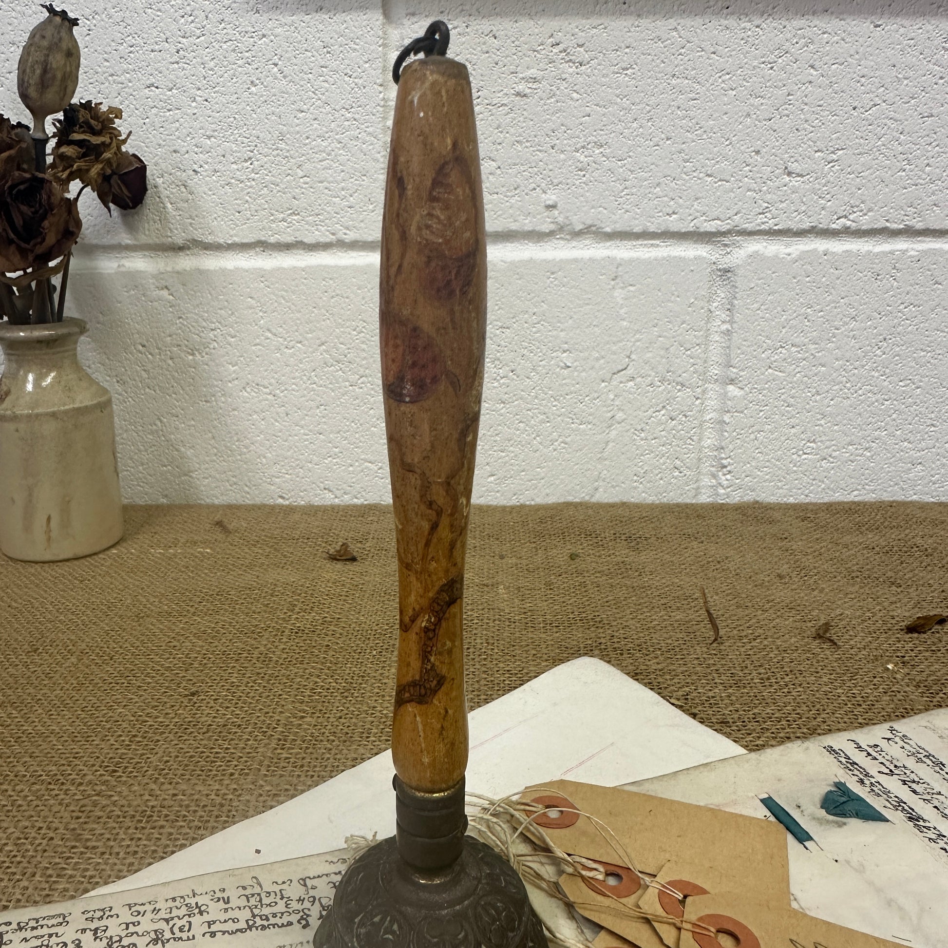 Mid Century Zodiac Elephant Brass Bell With Handle - The Blind Mole