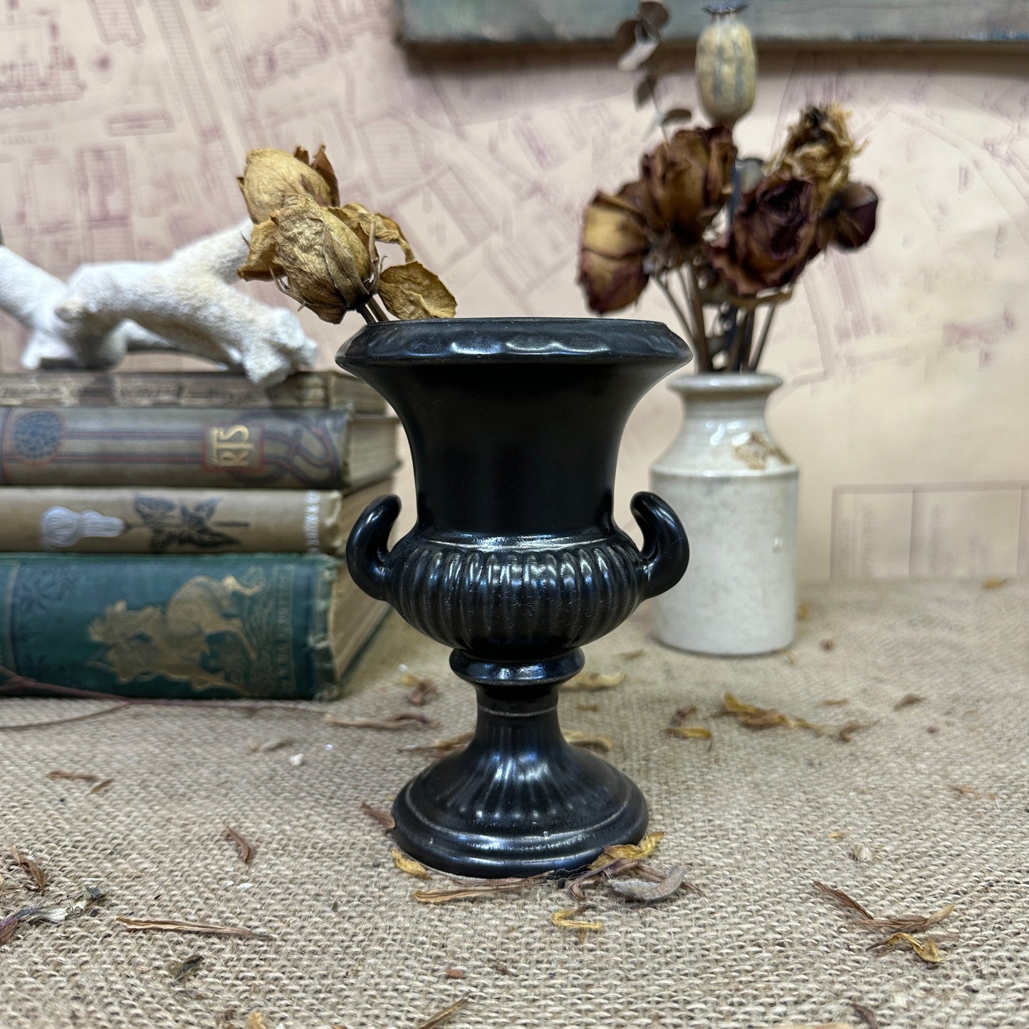 Black Ravenstone Urn Vase