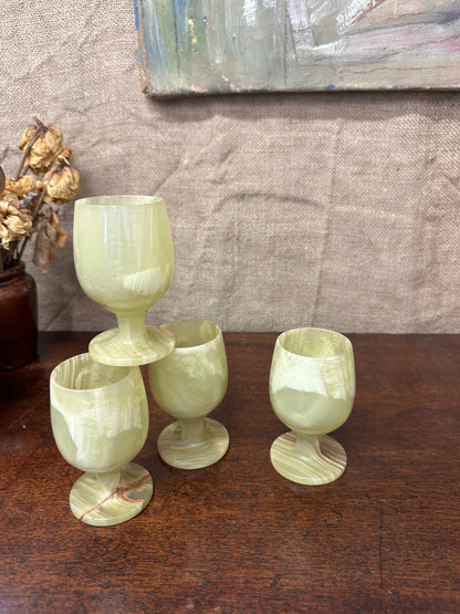 Four Onyx Marble Cordials Glasses The Blind Mole