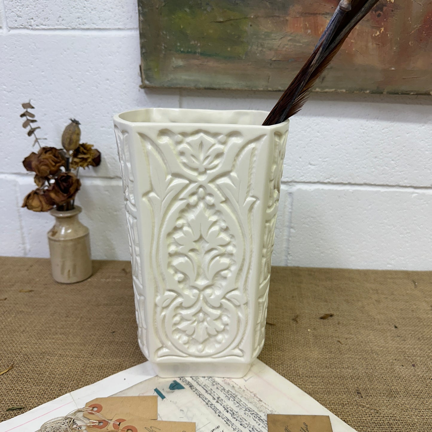 White Moonstone Beswick Fern Vase