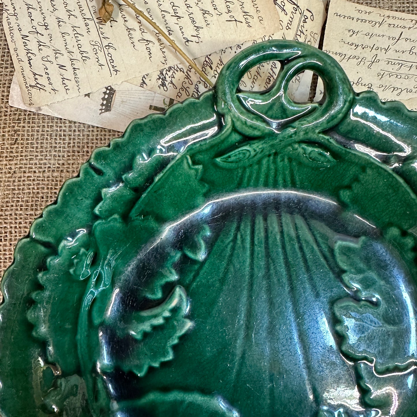 Victorian Cabbage Ware Majolica Plate