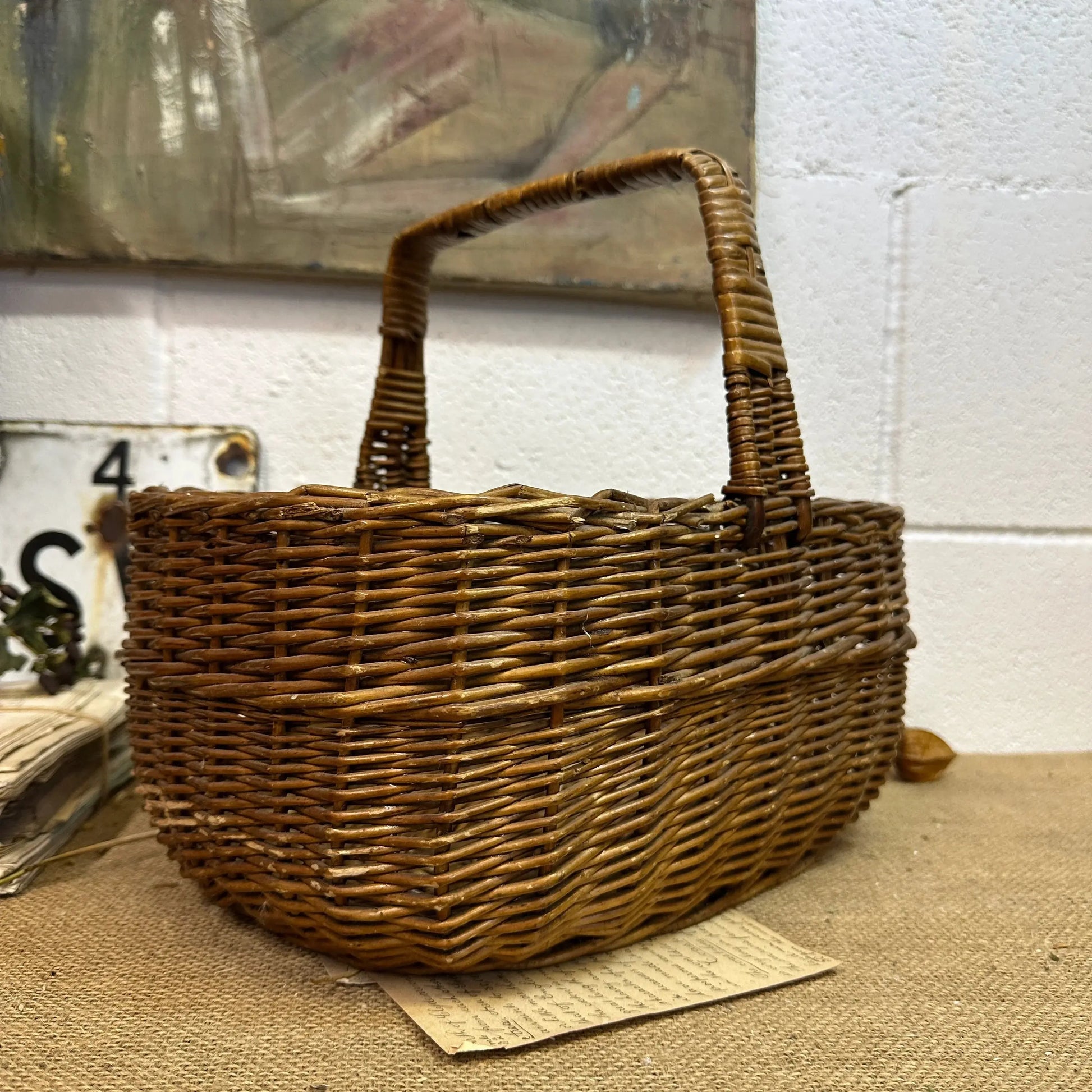 Vintage Oblong Wicker Basket - The Blind Mole
