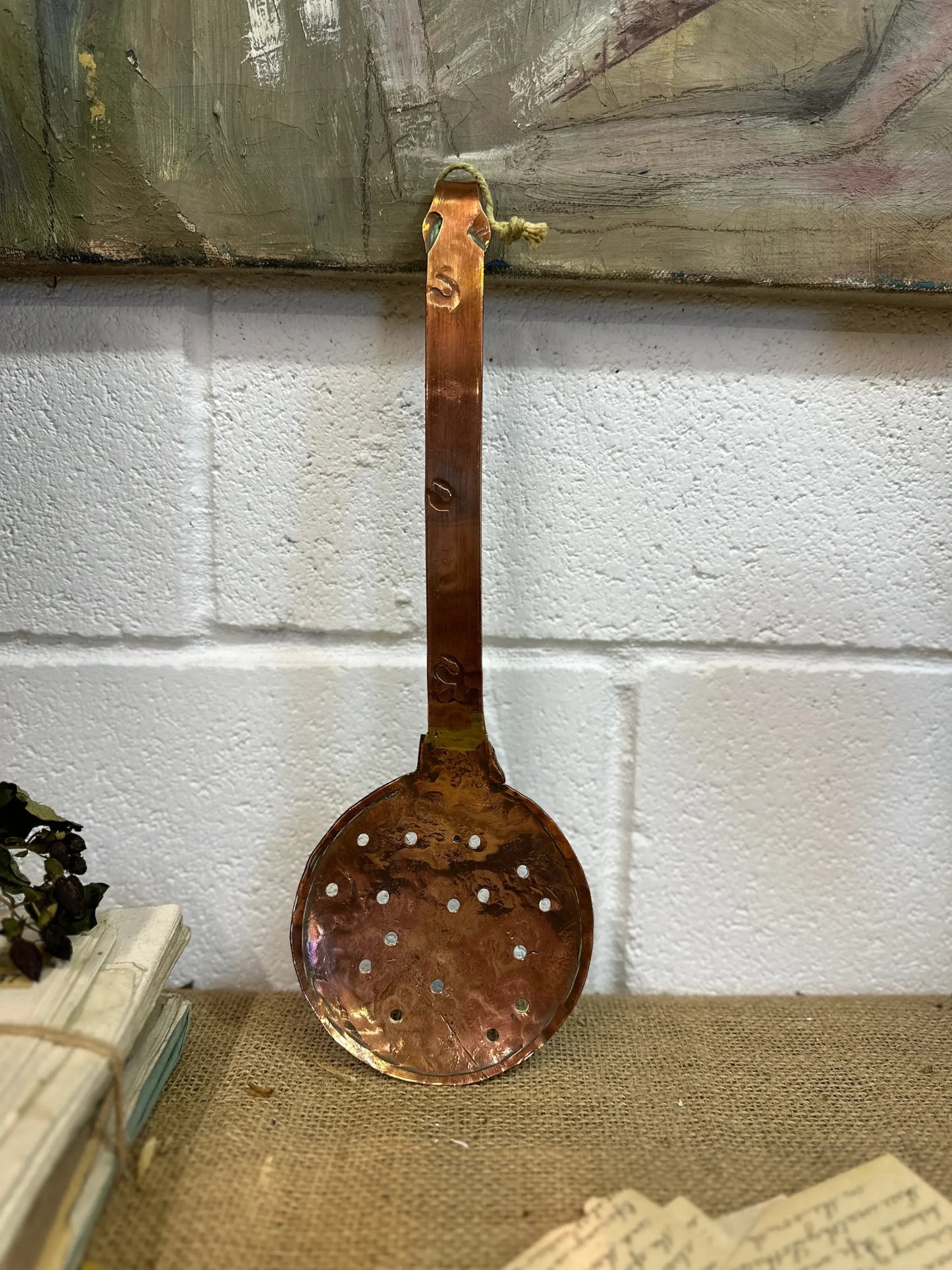 Vintage Handmade Copper Skimmer Strainer - The Blind Mole