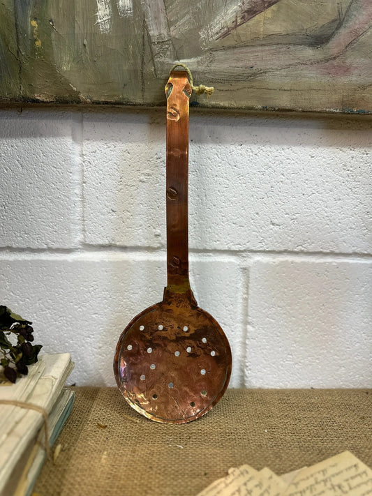 Vintage Handmade Copper Skimmer Strainer - The Blind Mole